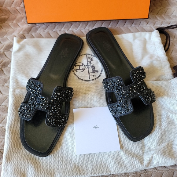 Hermes Oran Sandal with Crystals size 40eu… - Picture 3 of 12